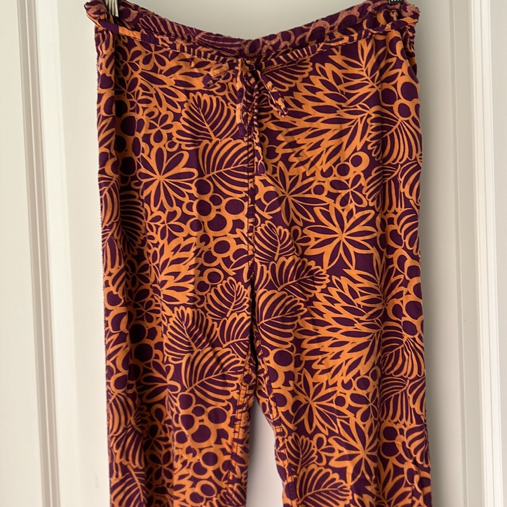 Sundance womens drawstring tropical floral Lounge beach cruise boho Pants size S